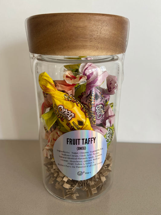 Fruit Taffy Sweets in Glass Jar